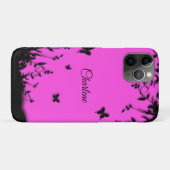 ホットピンクバタフライガーデン個人名 Case-Mate iPhoneケース (裏面(横))