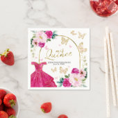 ホットピンクバタフライキンセアニェラナプキンス スタンダードカクテルナプキン (インサイチュ)