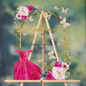 ホットピンクバタフライスウィート16へようこそ アクリルサイン (ニュートラル)