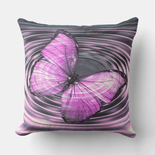 ホットピンクバタフライリップル クッション (正面)