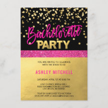 ホットピンクバチェロレッテ招待状テンプレート