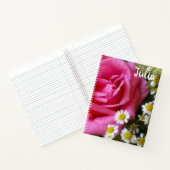 ホットピンクバラとホワイトデイジー写真 ノートブック (内部)