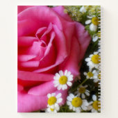 ホットピンクバラとホワイトデイジー写真 ノートブック (裏面)