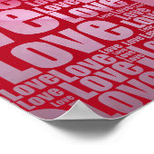 ホットピンクバラカスタムイメージラブタイポグラフィ ポスター (角)