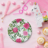 ホットピンクバラビューティ結婚ーズ ペーパープレート (パーティー)