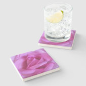 ホットピンクバラフラワーはっきりしたシンプルはシック写真 ストーンコースター (横)