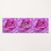 ホットピンクバラフラワースクリプト名前を追加はっきりした ヨガマット (正面(横))