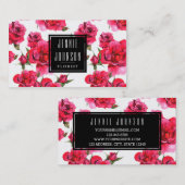 ホットピンクバラモダンフローラ名刺 名刺 (正面/裏面)