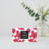 ホットピンクバラモダンフローラ名刺 名刺 (スタンド正面)