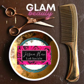 ホットピンクバラモノグラムスタイリッシュスクリプトサロン 名刺