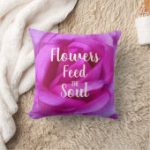 ホットピンクバラ写真食べ物を与え花魂引用文 クッション (ブランケット)