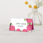 ホットピンクバラ結婚座席表 プレイスカード (裏面)