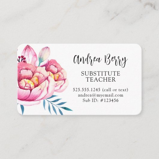 ホットピンクバラ 名刺 (正面)