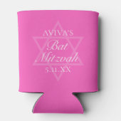 ホットピンクバルミツワーパーティースター・オブ・デイビッド 缶クーラー (裏面)