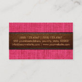 ホットピンクバーラップリネン素朴ジュートルックレザー 名刺 (裏面)