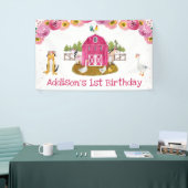 ホットピンクバーンガールズファームバースデーパーティーバナー 横断幕 (トレードショー)