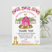 ホットピンクバーンファーム誕生日サンキューカード 招待状 (スタンド正面)