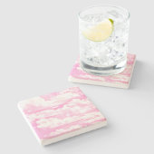 ホットピンクパステルクラウド ストーンコースター (横)