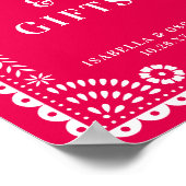 ホットピンクパペルピカドウェディングレセプションサイン ポスター (角)