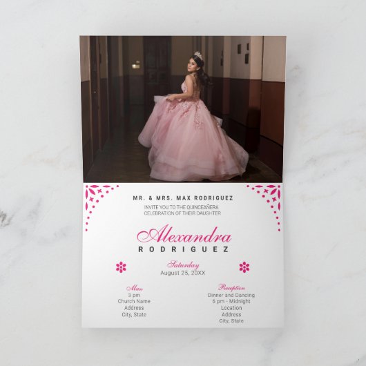 ホットピンクパペルピカドミカンスアニョス 招待状 (内部)