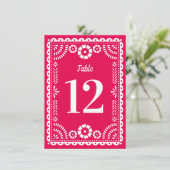 ホットピンクパペル結婚ピカドのテーブル番号 招待状 (スタンド正面)