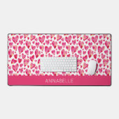 ホットピンクパーソナライズされたハート名 デスクマット (キーボード&マウス)