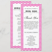 ホットピンクパーフェクトシェブロン/ジグザグジグザグ結婚式 プログラム (正面/裏面)