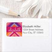 ホットピンクパープルオレンジシェブロンパターン ラベル (インサイチュ)