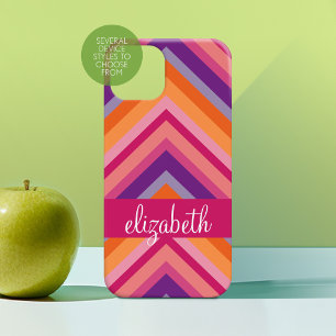 ホットピンクパープルオレンジシェブロンパターン Case-Mate iPhone 14 PLUSケース