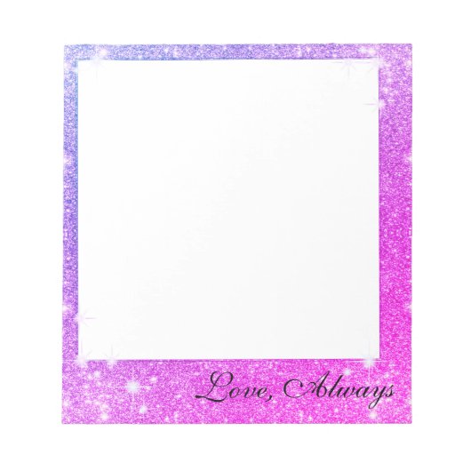 ホットピンクパープルグリッタースパークルフェイクテクスチャ ノートパッド (正面)