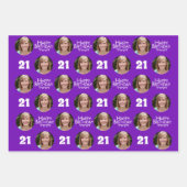 ホットピンクパープルサークルフォトハッピーバースデー ラッピングペーパーシート (正面3)