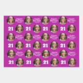 ホットピンクパープルサークルフォトハッピーバースデー ラッピングペーパーシート (正面2)