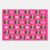 ホットピンクパープルサークルフォトハッピーバースデー ラッピングペーパーシート (正面)