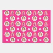 ホットピンクパープルサークルフォトレインボー誕生日 ラッピングペーパーシート (正面)