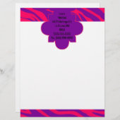 ホットピンクパープルゼブラプリント用文房具 レターヘッド (正面/裏面)