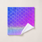 ホットピンクパープルマーメイドの輝きらきら光るき バスタオルセット (ウォッシュタオル)