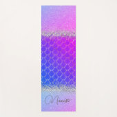 ホットピンクパープルマーメイドの輝はかりで測ききらきら光る ヨガマット (正面)