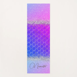 ホットピンクパープルマーメイドの輝はかりで測ききらきら光る ヨガマット