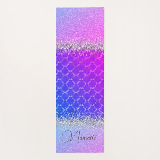 ホットピンクパープルマーメイドの輝はかりで測ききらきら光る ヨガマット (裏面)