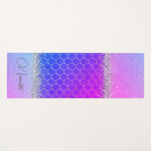 ホットピンクパープルマーメイドの輝はかりで測ききらきら光る ヨガマット (正面(横))