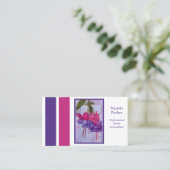 ホットピンクパープル明るい赤紫色フラワーイベントプランナー 名刺 (スタンド正面)