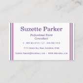 ホットピンクパープル明るい赤紫色フラワーイベントプランナー 名刺 (裏面)