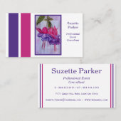 ホットピンクパープル明るい赤紫色フラワーイベントプランナー 名刺 (正面/裏面)