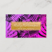 ホットピンクパープル金ゴールド熱帯性ヤシモダン文字 名刺 (正面)