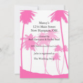 ホットピンクパームツリーズトロピカルブライダルシャワー 招待状 (裏面)