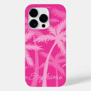 ホットピンクパームツリーマゼンタ明るい赤紫色 モノグラムの Case-Mate iPhone 14 PROケース