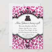 ホットピンクヒョウアフリカ系アメリカ人ベビーガールシャワー 招待状 (裏面)