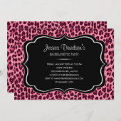 ホットピンクヒョウバチェロレッテ招待状 招待状 (正面/裏面)