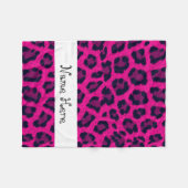 ホットピンクヒョウ印刷名前をカスタムする毛布 フリースブランケット (正面(横))