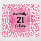 ホットピンクヒョウ印刷21歳パーソナライズされた誕生日 スパークリングワインラベル (シングルラベル)